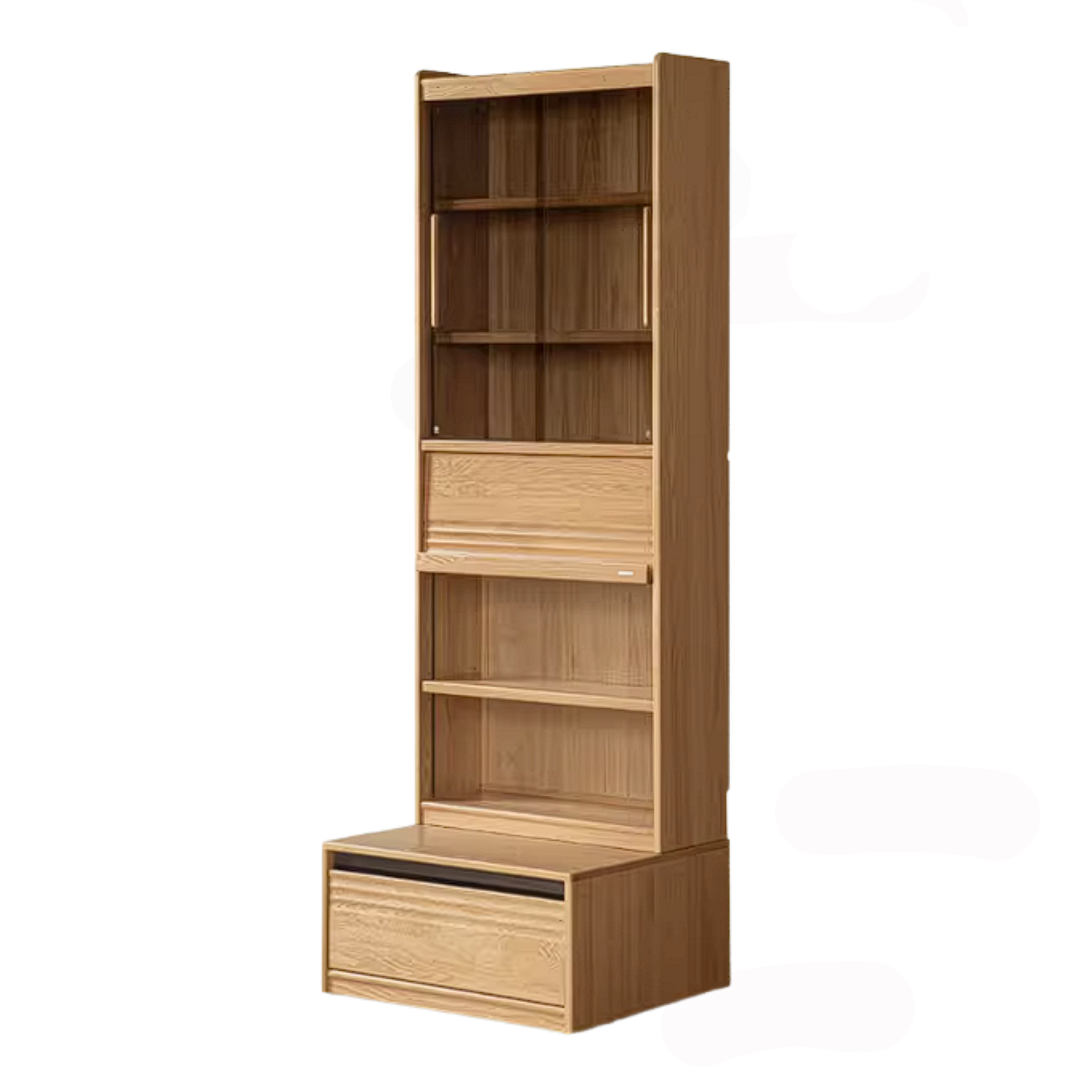 Oak Solid Wood Bookshelf with Integrated Booth Seating