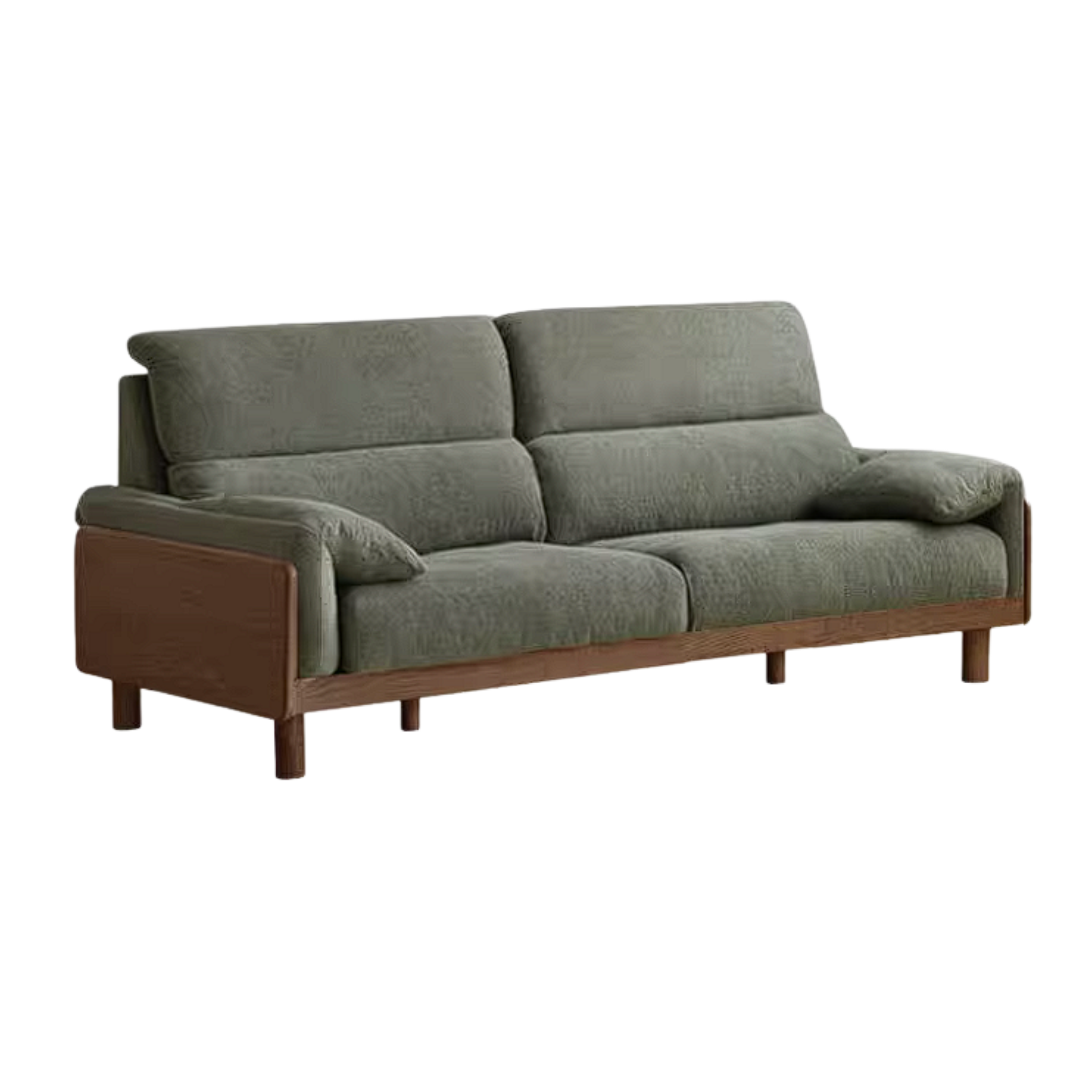 Ash Solid Wood Linen Sofa with Exposed Wood Base