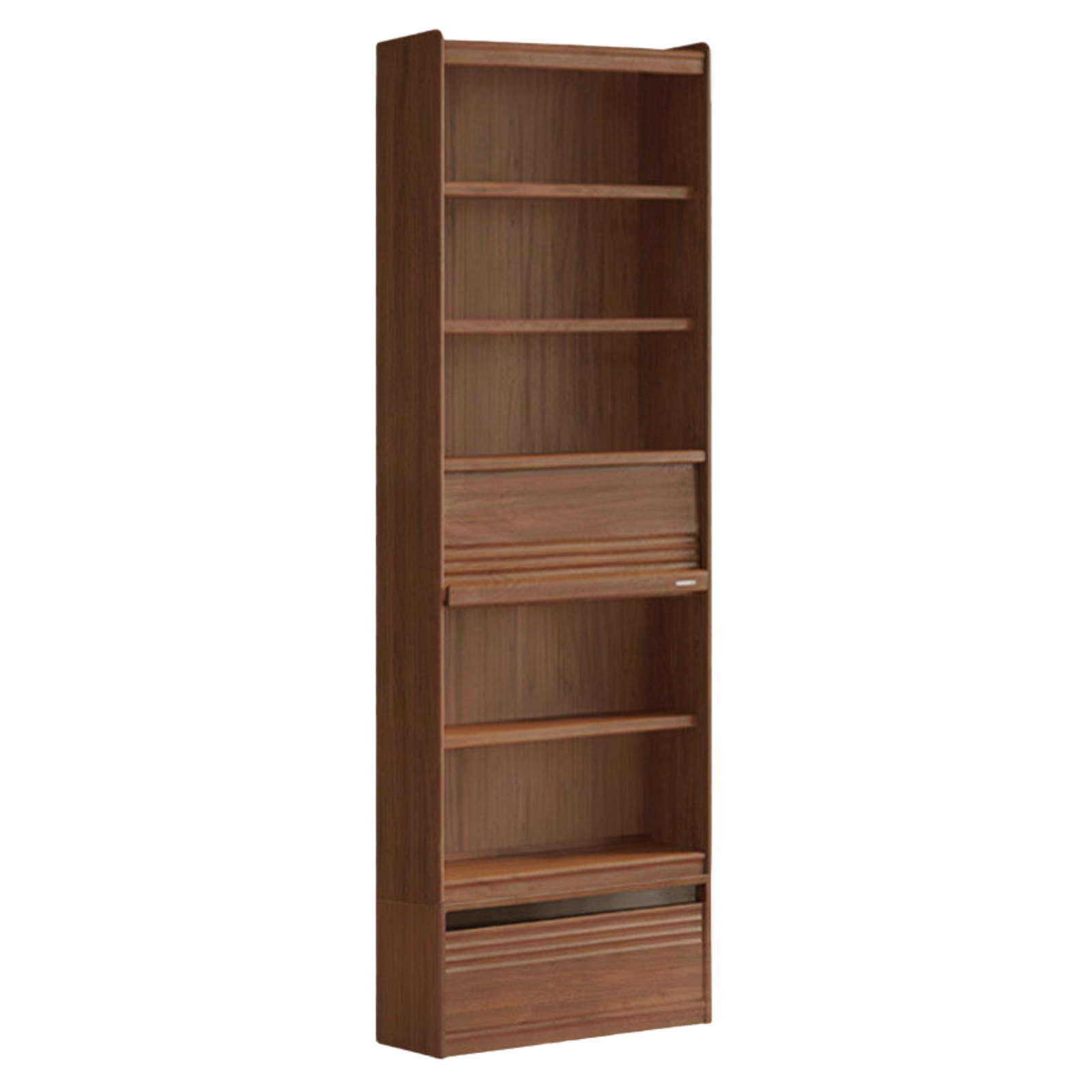 Black Walnut Solid Wood Integrated Wall Bookcase with Floor Display