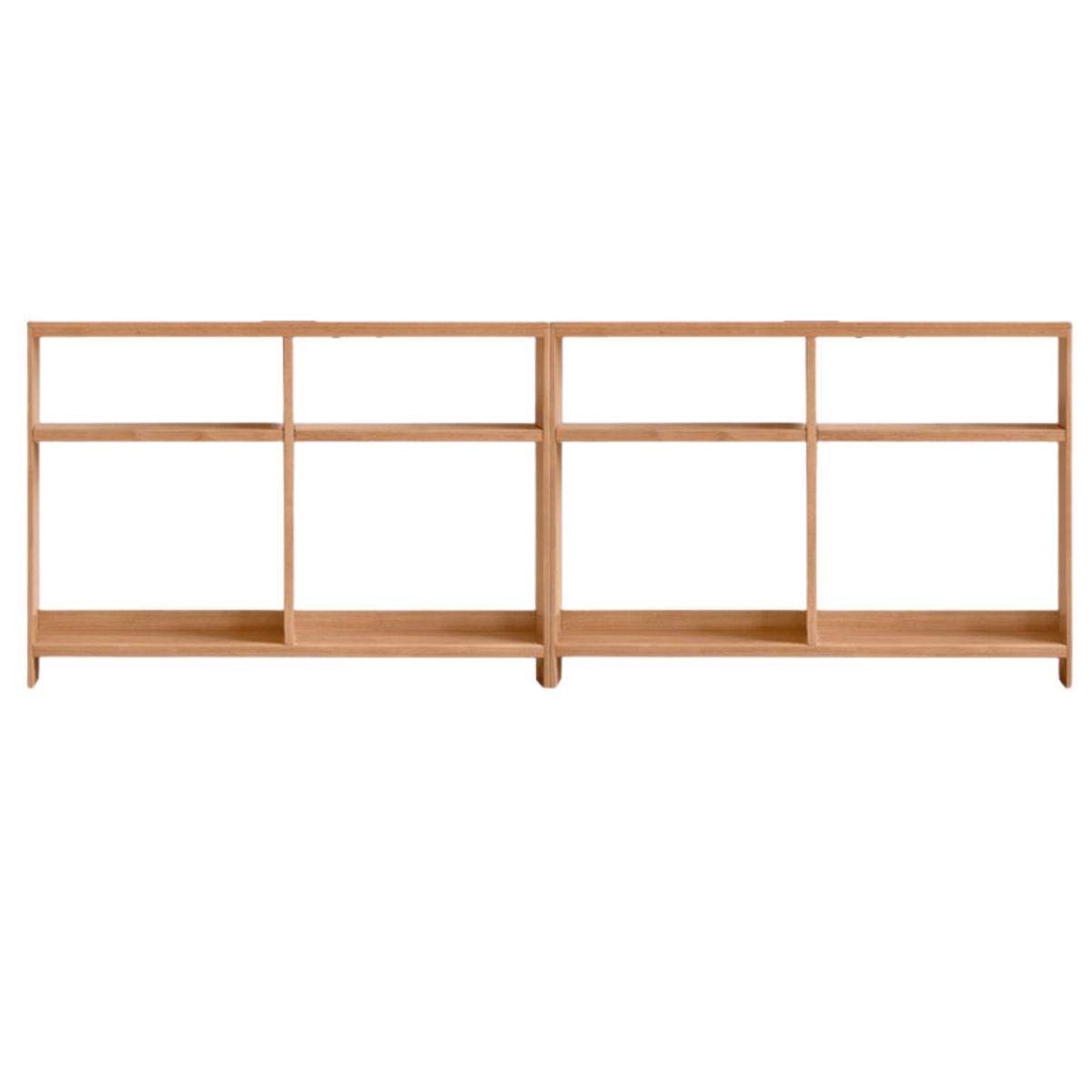 Solid RubberWood Sofa Back Console Table with Open Storage Shelves