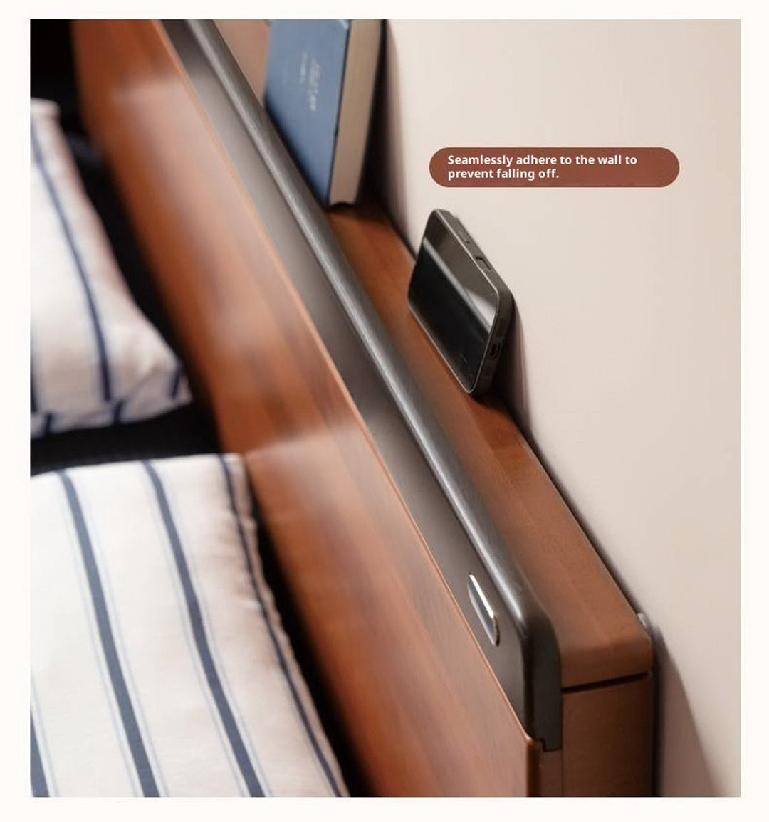 Poplar Solid Wood Mid-Century Modern Platform Bed with Flat Panel Headboard