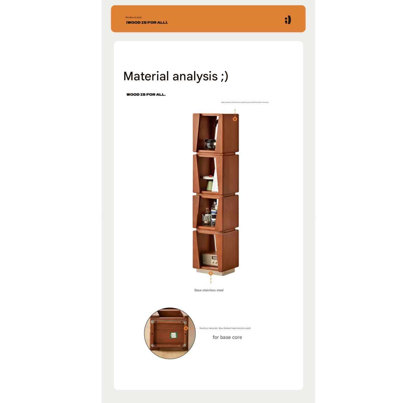 Poplar Solid Wood Bauhaus Bookshelf.