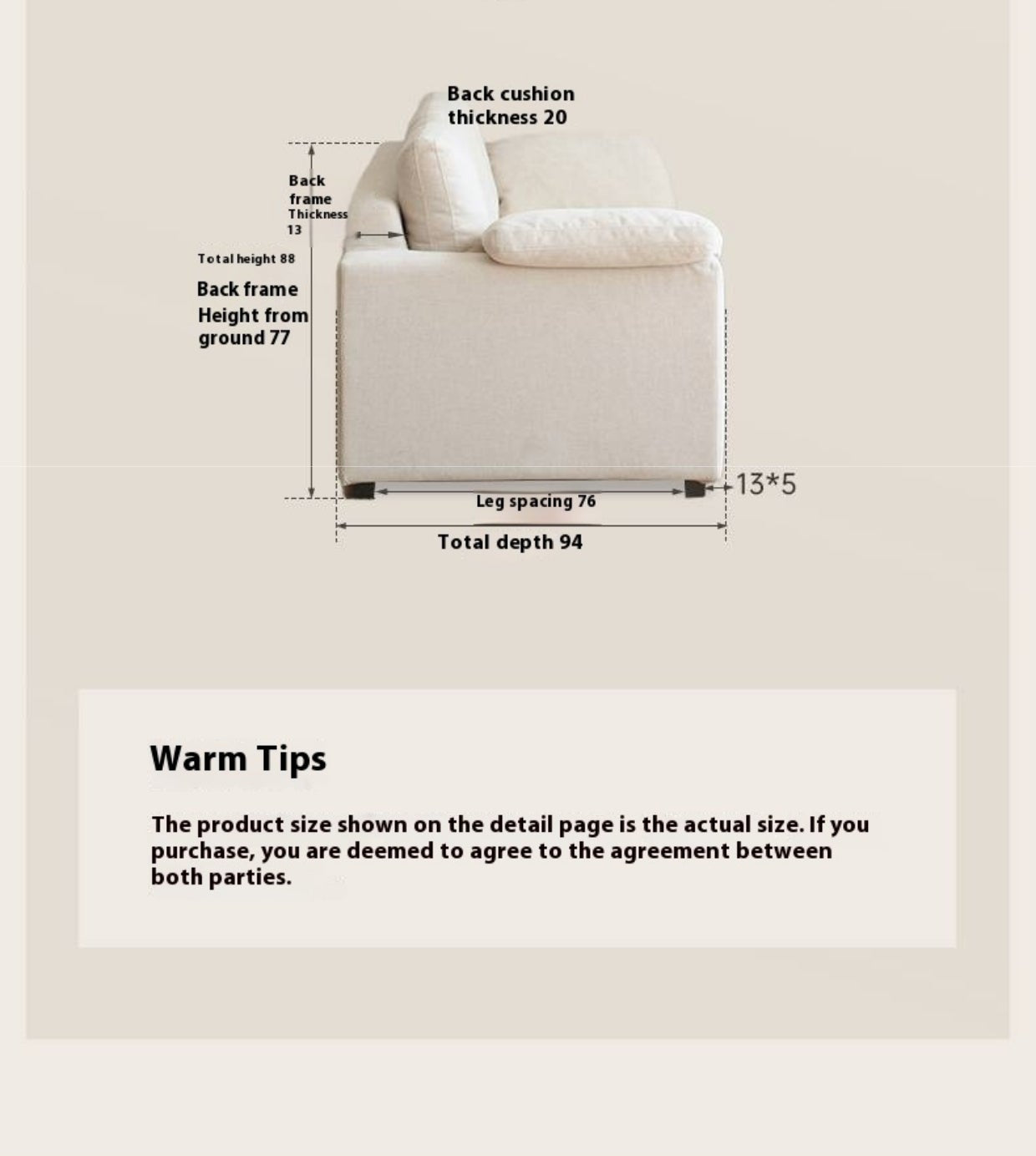 Wabi-Sabi Fabric Sofa with Detachable and Washable Covers