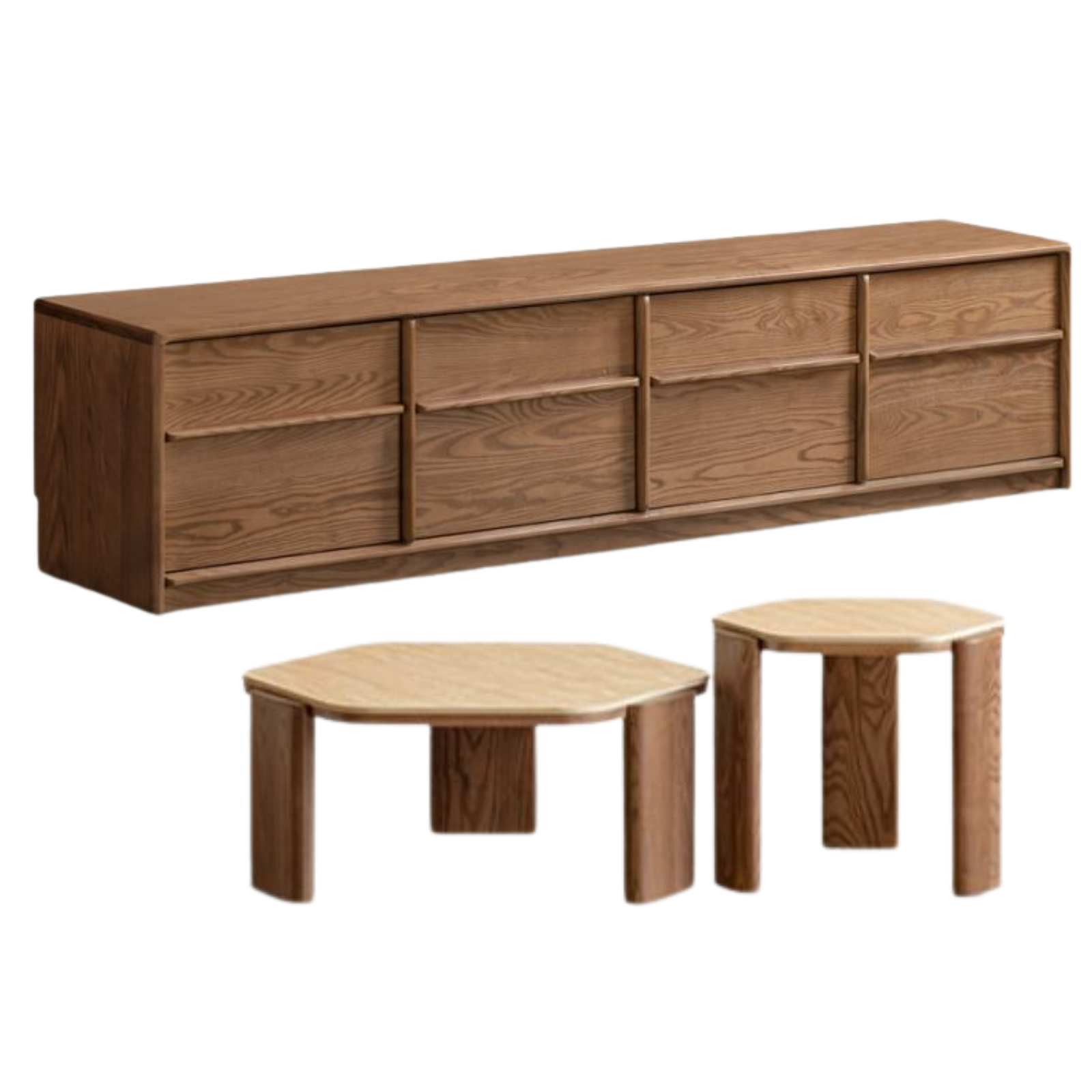 Ash Solid Wood Genuine Leather High Back Sofa