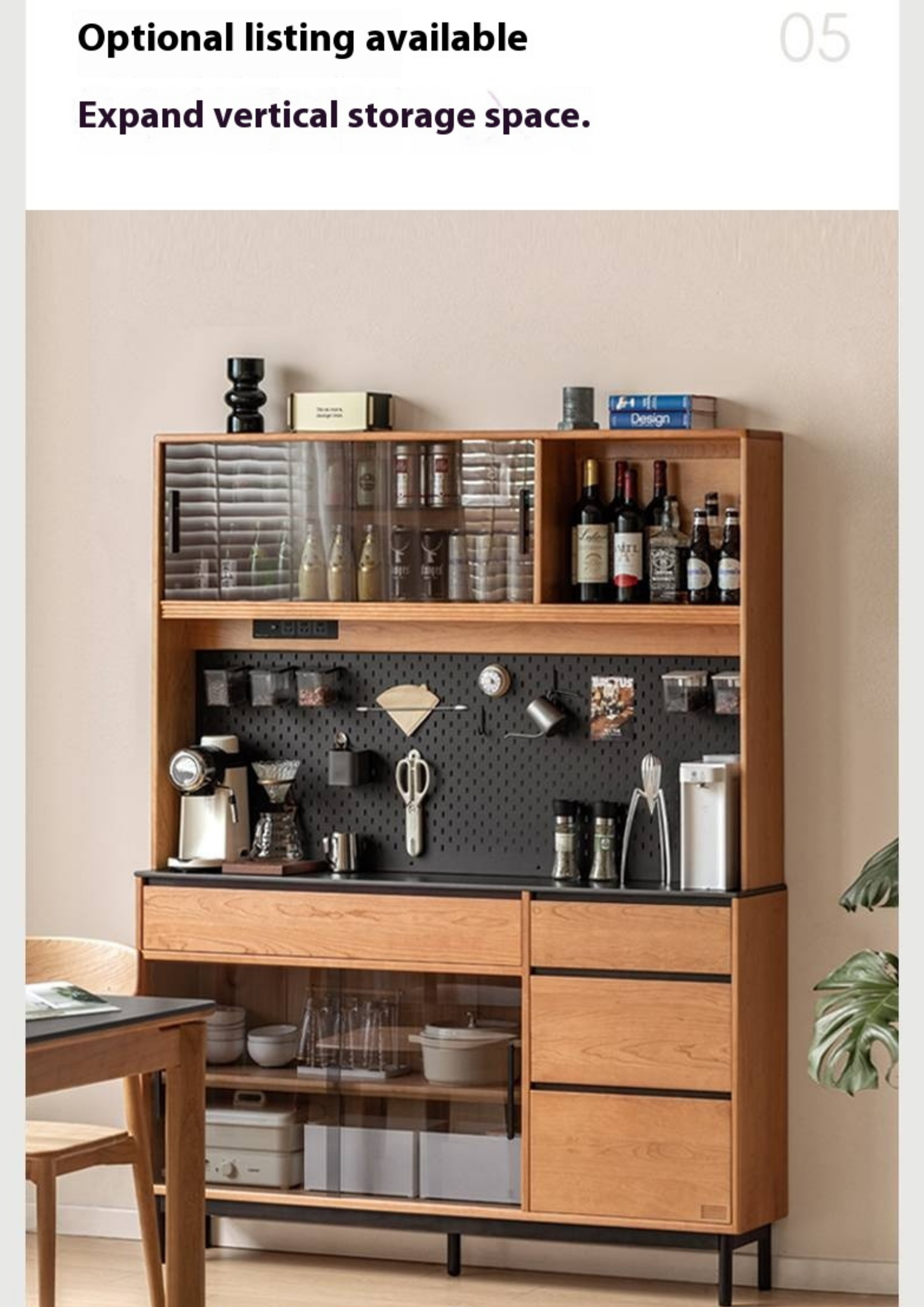Cherry Solid Wood Rock Board Dining Sideboardс