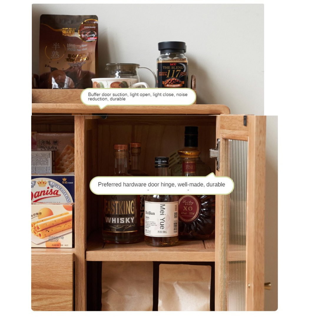 Rubberwood, Beech, Oak Solid Wood Nordic Side Cabinet