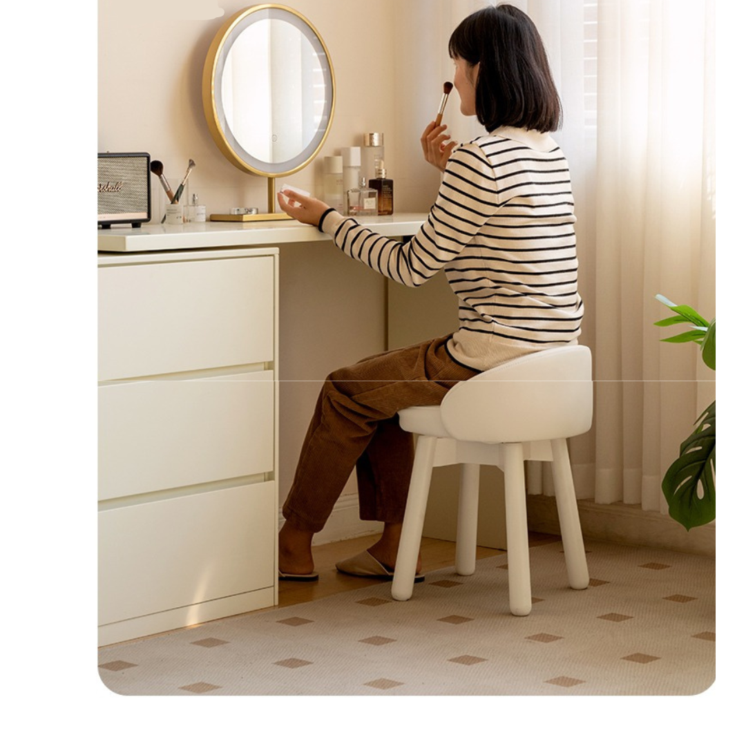 Makeup Stool 360° Free Rrotation Cream Style Birch Solid Wood