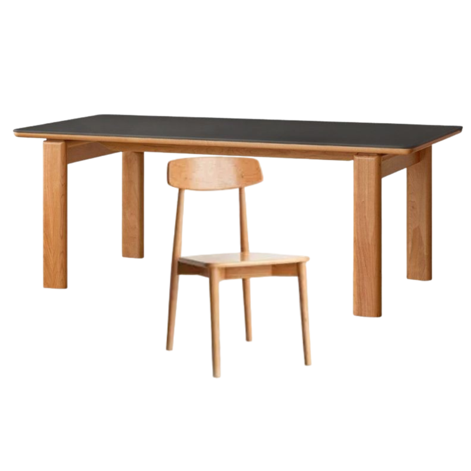 Cherry Solid Wood Vintage Style Slab Dining Table with Sintered Stone Top