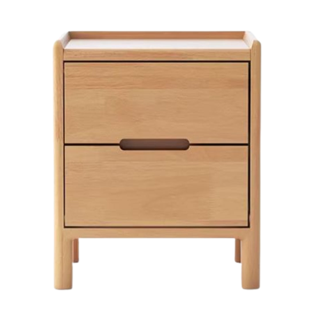 Oak Solid Wood, Solid Rubberwood Nordic Modern Nightstand.