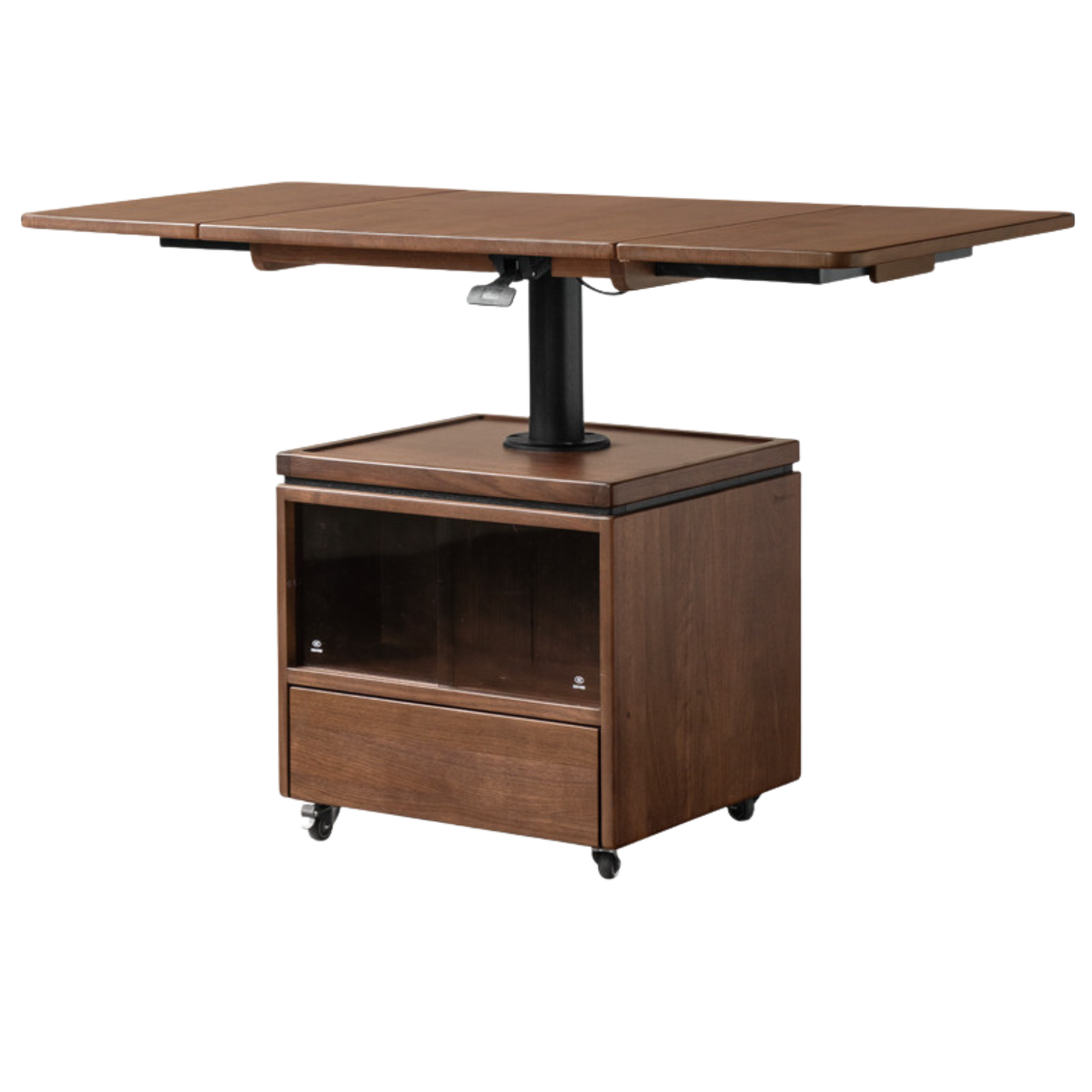 Black Walnut Solid Wood Mobile Folding Coffee Table