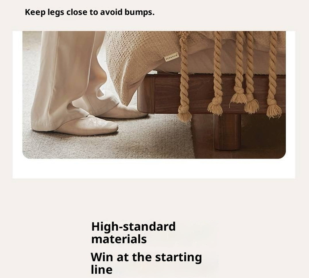 Black Walnut Solid Wood Platform Bed, Headboard-Free Bed