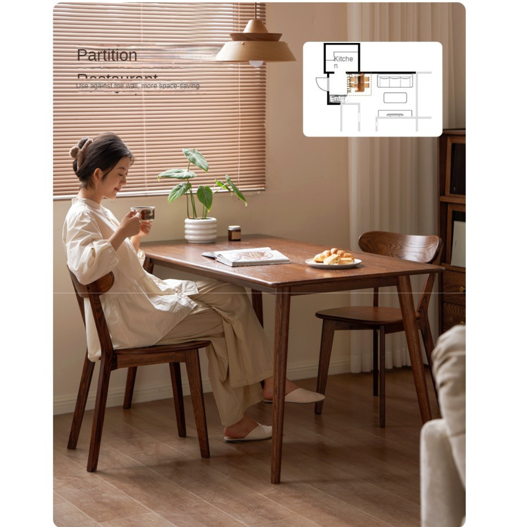 Black Walnut, Oak Solid Wood Walnut Color Dining Table