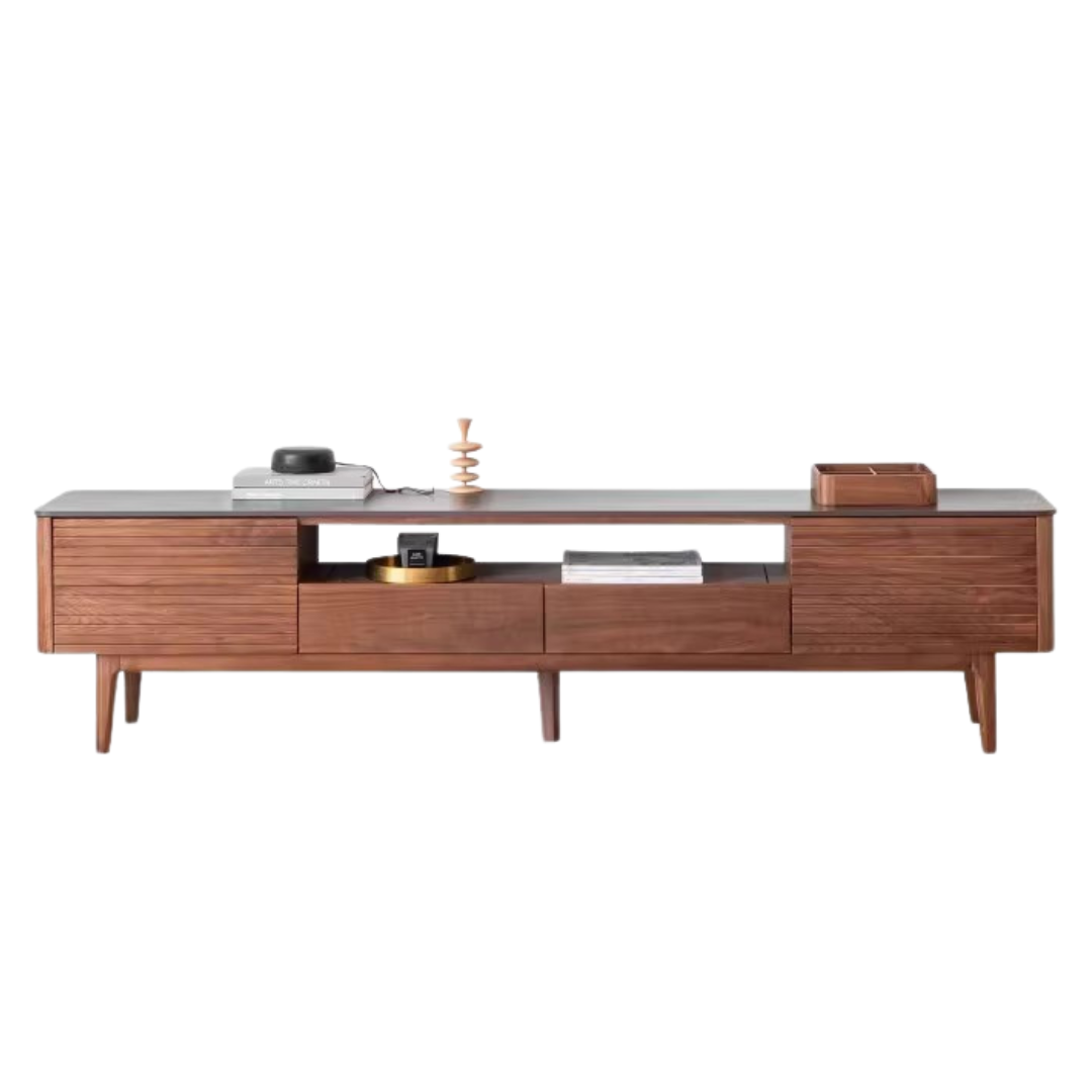 Black Walnut Solid Wood Slate TV Stand.