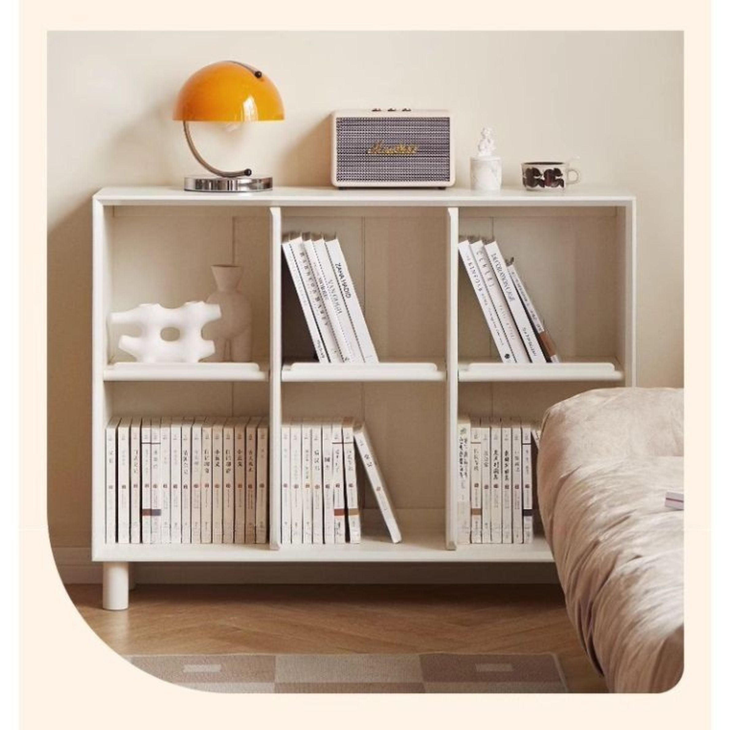 Rubber Solid Wood Cream Style Bookcase.