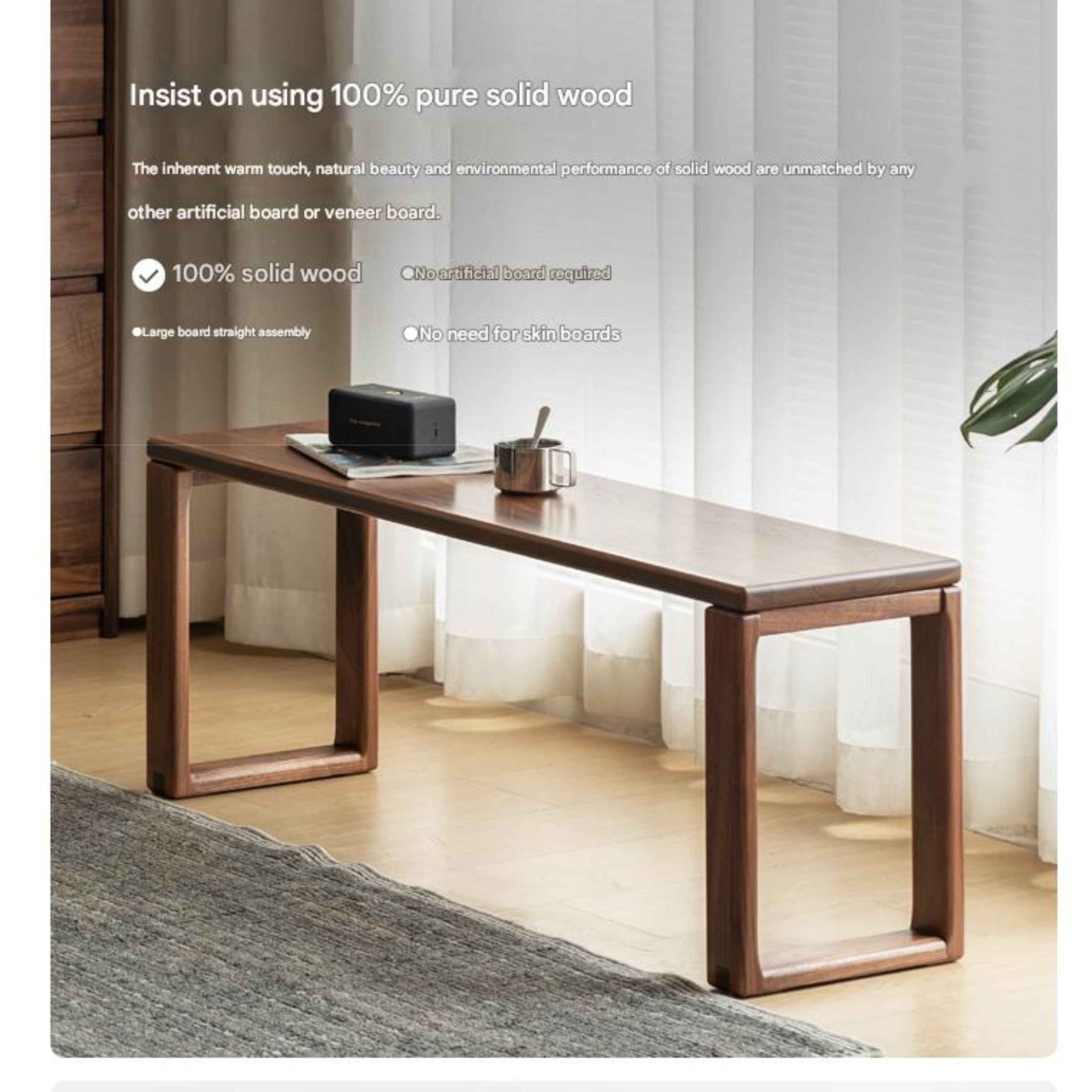 Black Walnut, Oak, Ash Solid Wood Long Bench