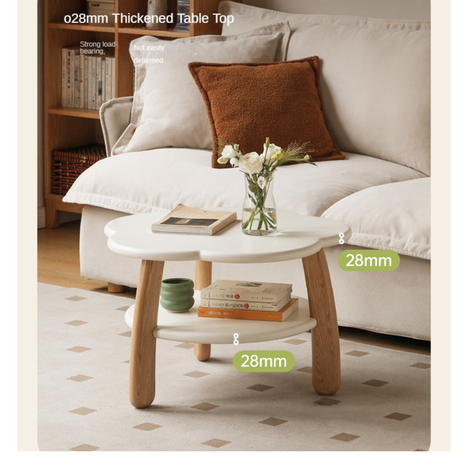 Poplar Solid Wood Cream Style Creative Coffee Table