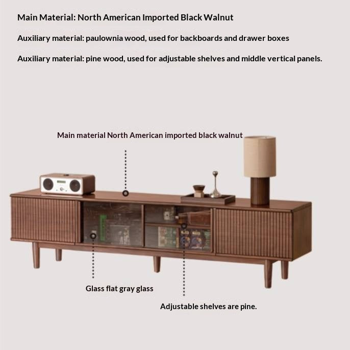 Black Walnut Solid Wood Modern TV Cabinet