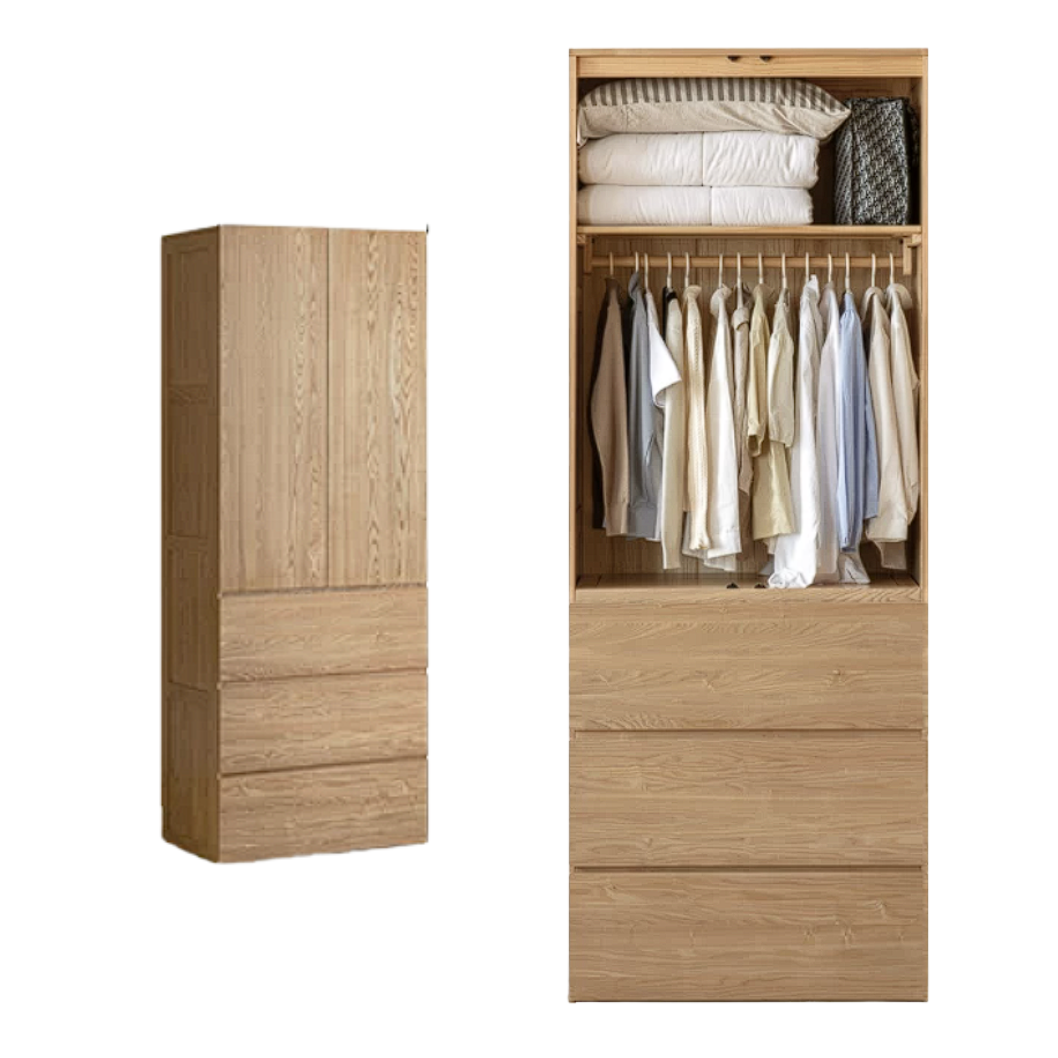 Oak, Ash Solid Wood Sectional Wardrobe