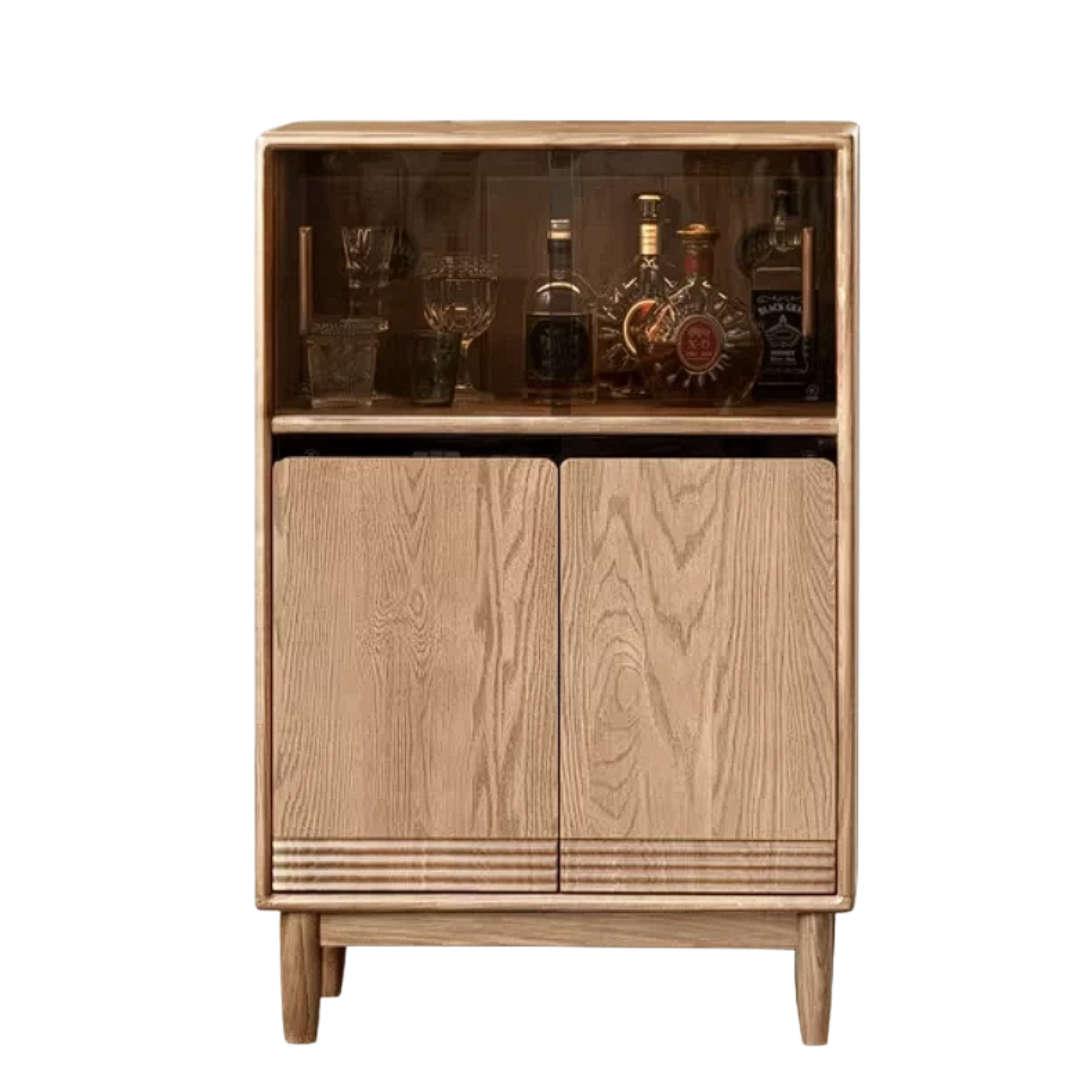 Black Walnut, Golden Rosewood, Oak, Ash, Cherry Solid Wood Side Cabinet with Minimalist TV Stand Storage Design
