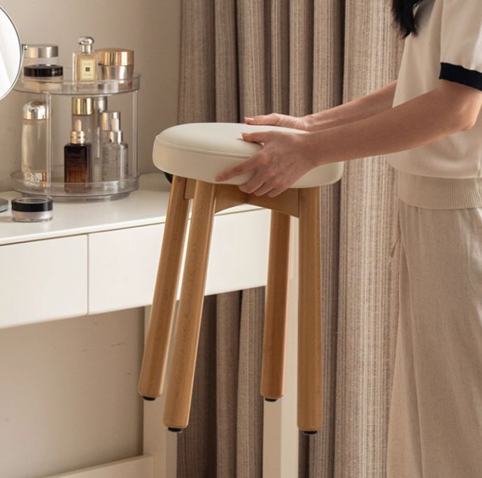 Solid Rubberwood Modern Soft Makeup Stool