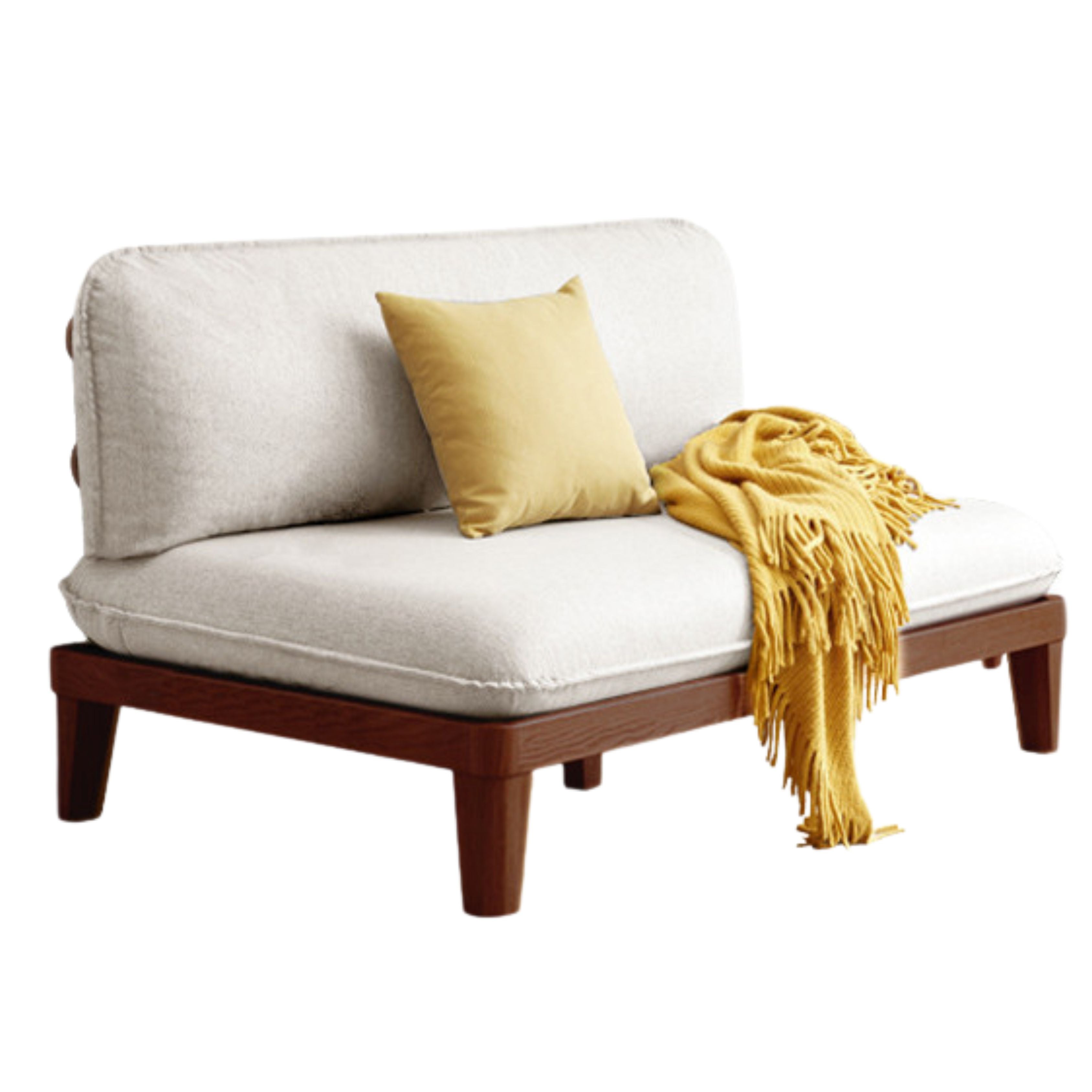 Oak Solid wood Armless Straight Fabric Sofa.