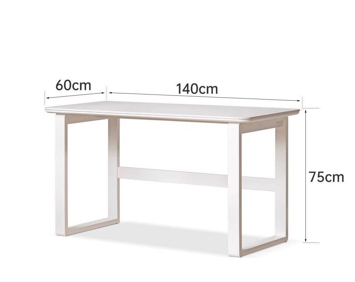 Birch solid wood slate desk white cream style "