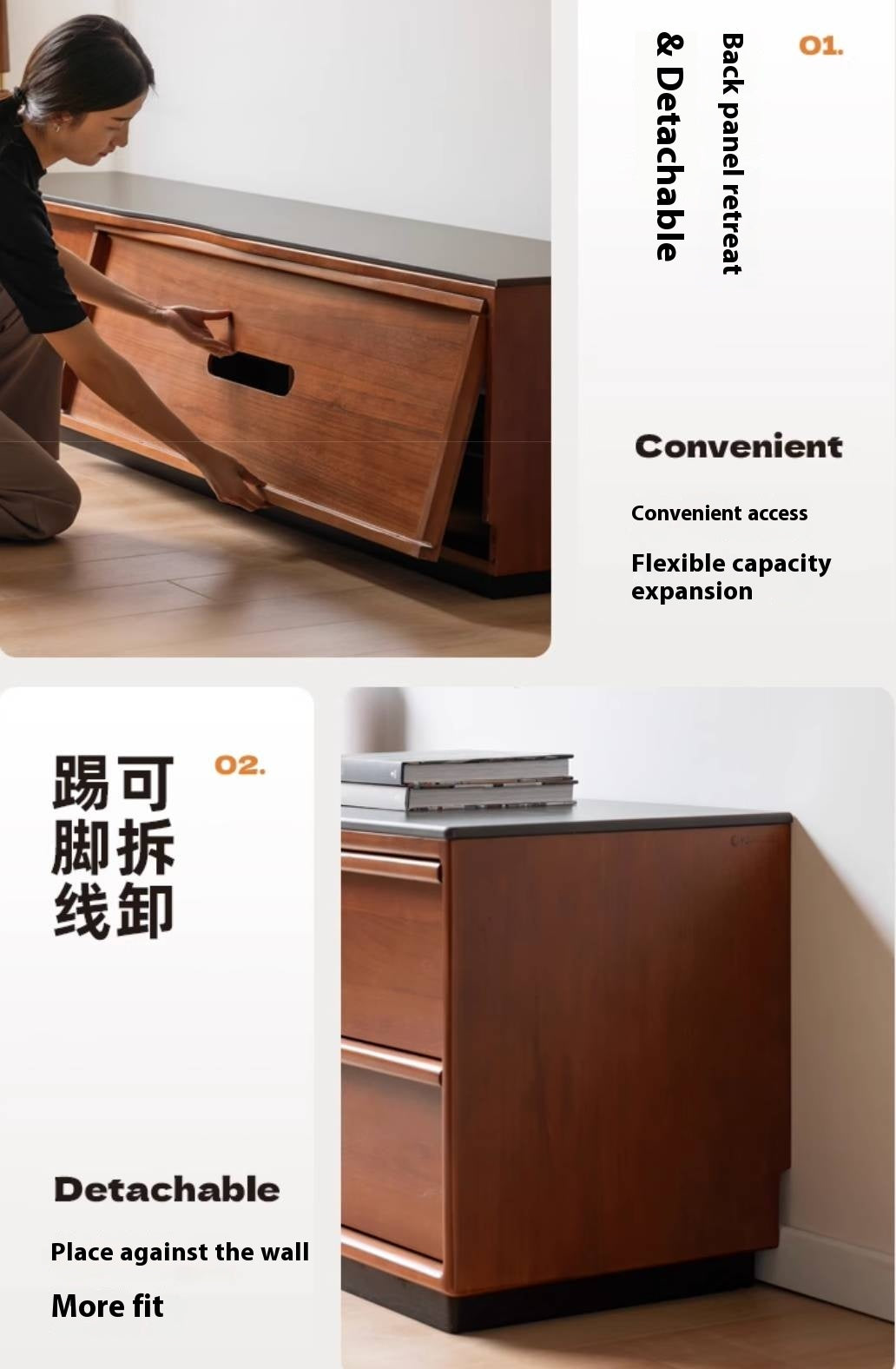 Poplar Solid Wood Medieval Style TV Stand.