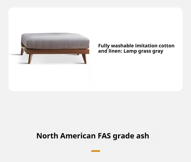 Ash, Oak, Black Walnut Solid Wood Fabric Footstool-