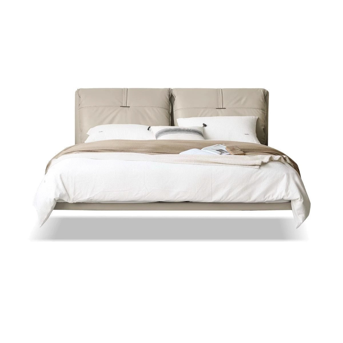 First Layer Cowhide Upholstered Suspension Down Bed Cream Style Elephant Ear Bed
