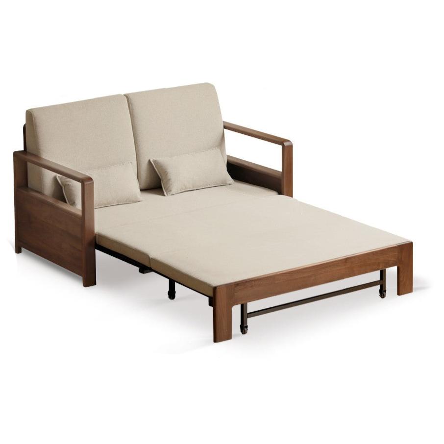 Black Walnut, Solid Sandalwood Folding Sofa Bed.