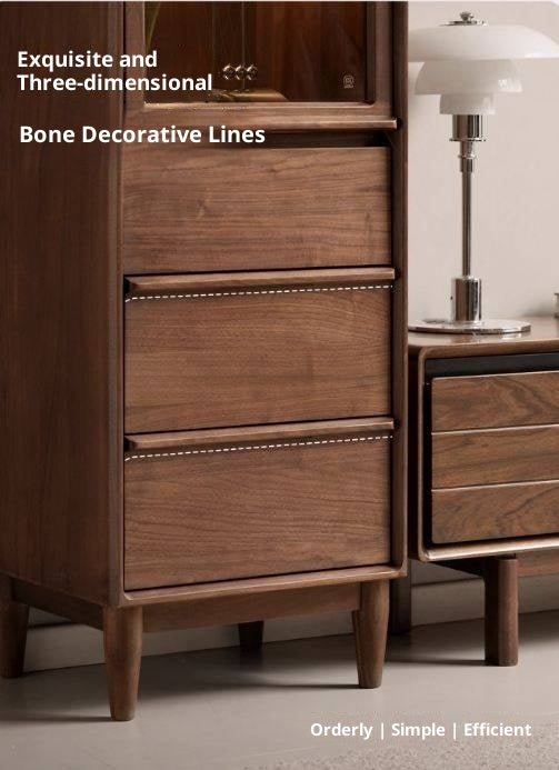 Black Walnut Solid Wood Italian Light Luxury Side Cabinet.