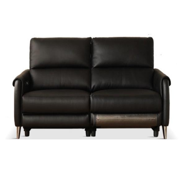 Leather Top Layer Yellow Cowhide Black Multifunctional Electric Sofa,