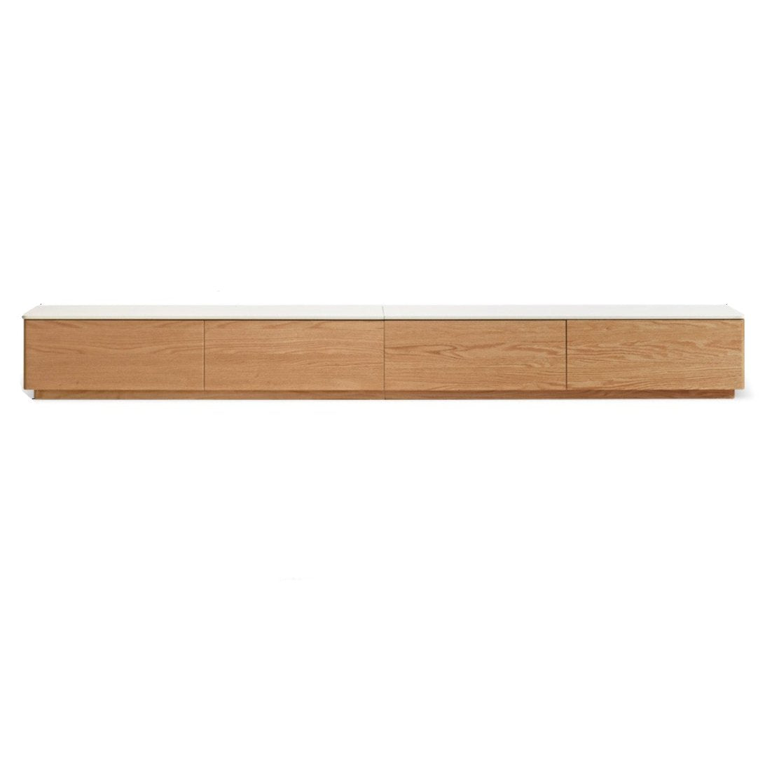 Oak, Rubber wood Solid Wood Modern Rock Slab Floor TV Cabinet