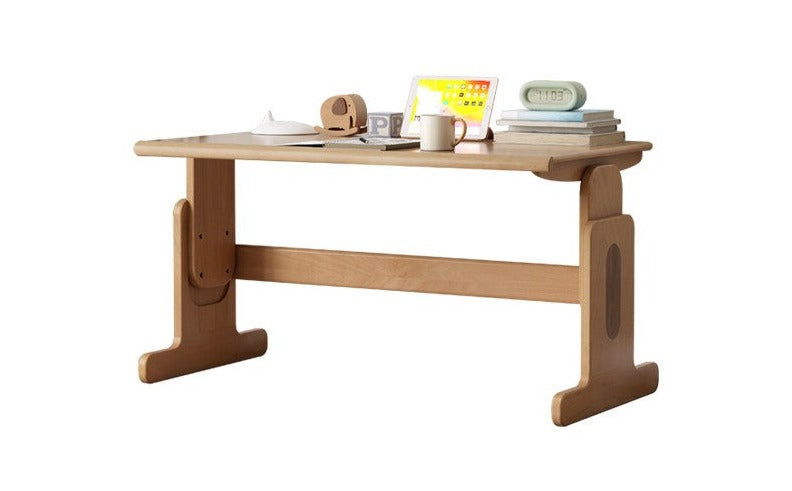 Beech Solid Wood Lifting Desk Bookshelf Combination