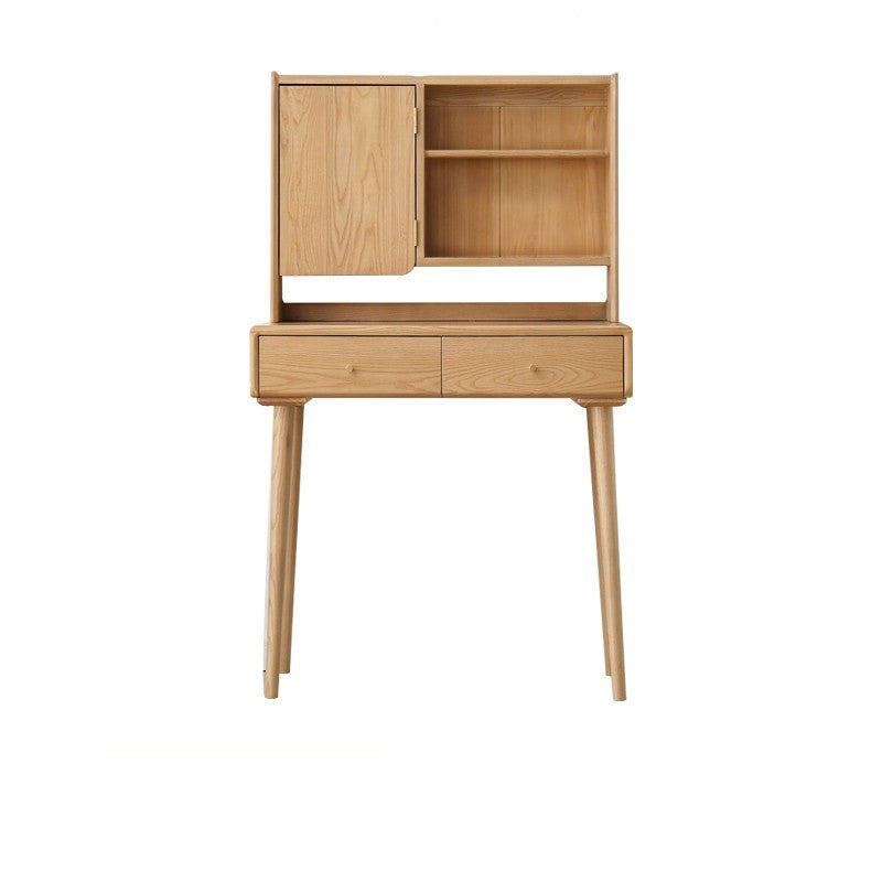 Ash Solid Wood Dressing Table with Mirror Shelf & Flip Cover.