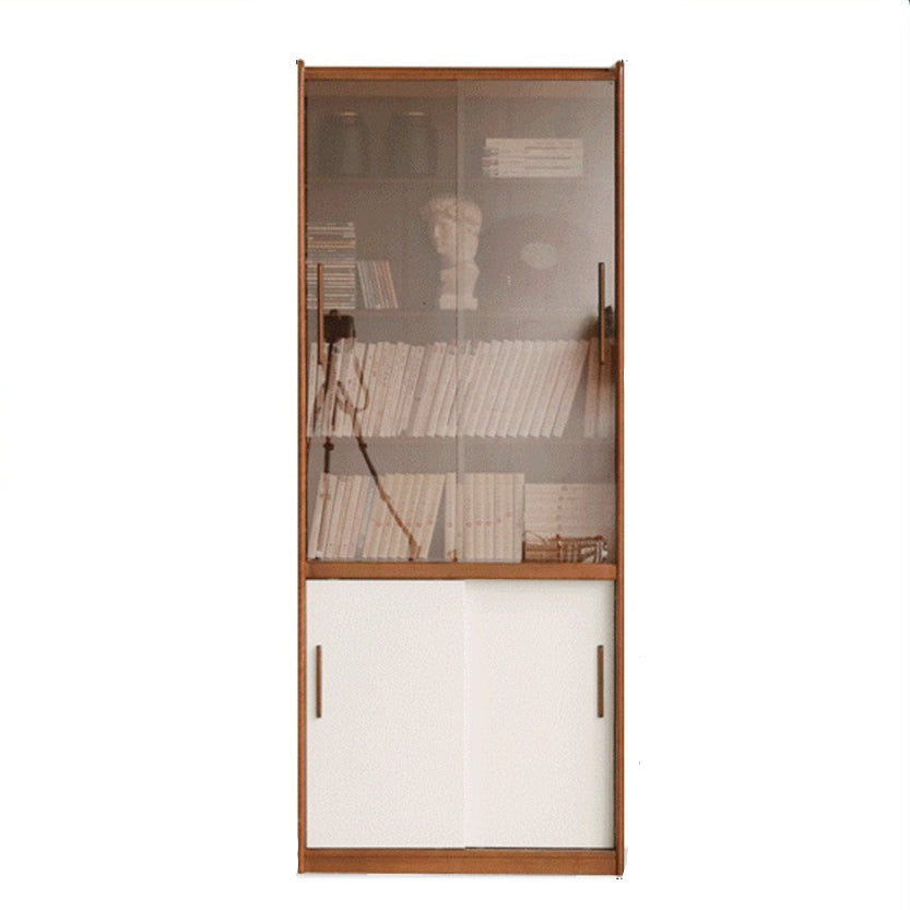 Poplar Solid Wood Antique Style Glass Combination Display Bookcase