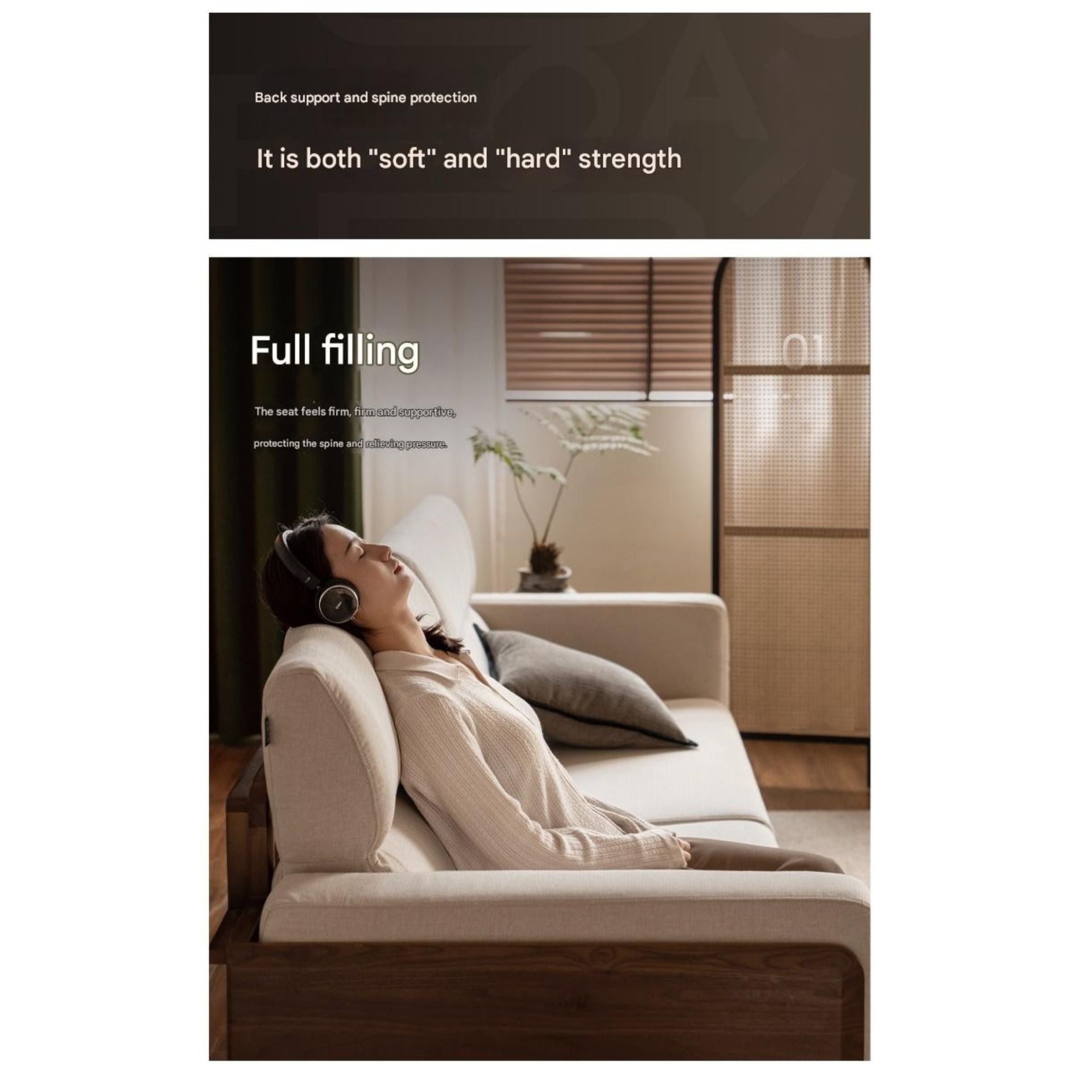 Black Walnut, Oak, Ash Solid Wood fabric sofa high back