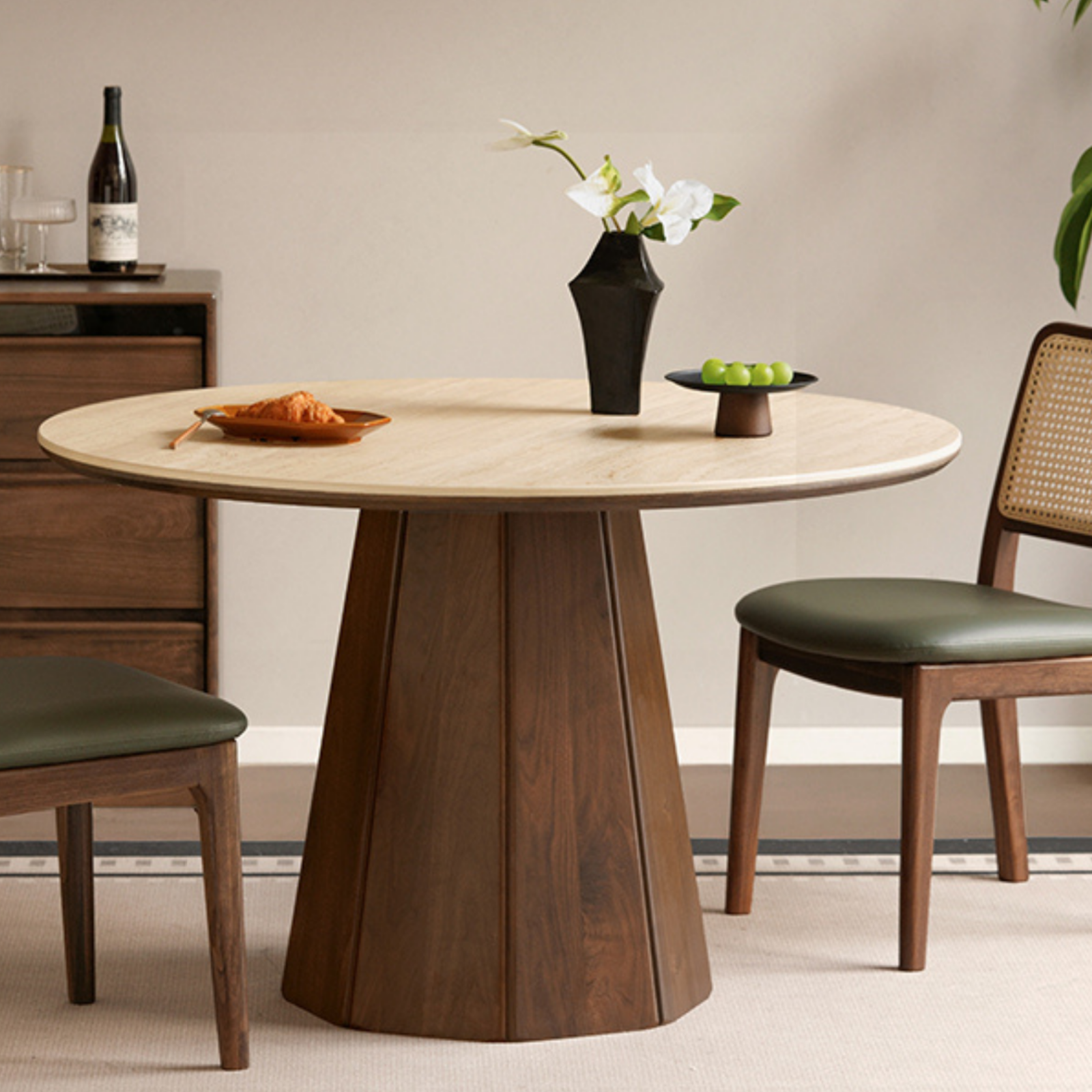 Black Walnut Solid Wood Round Slab Dining Table