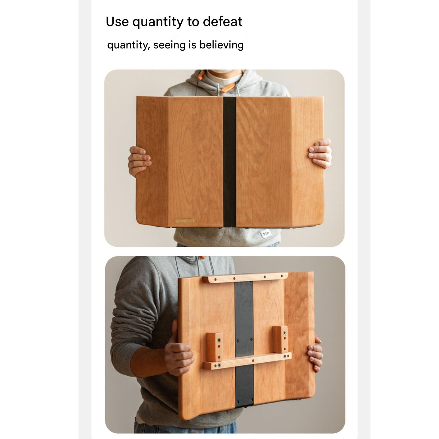 Cherry Solid Wood Modern Rock Plate Coffee Table.