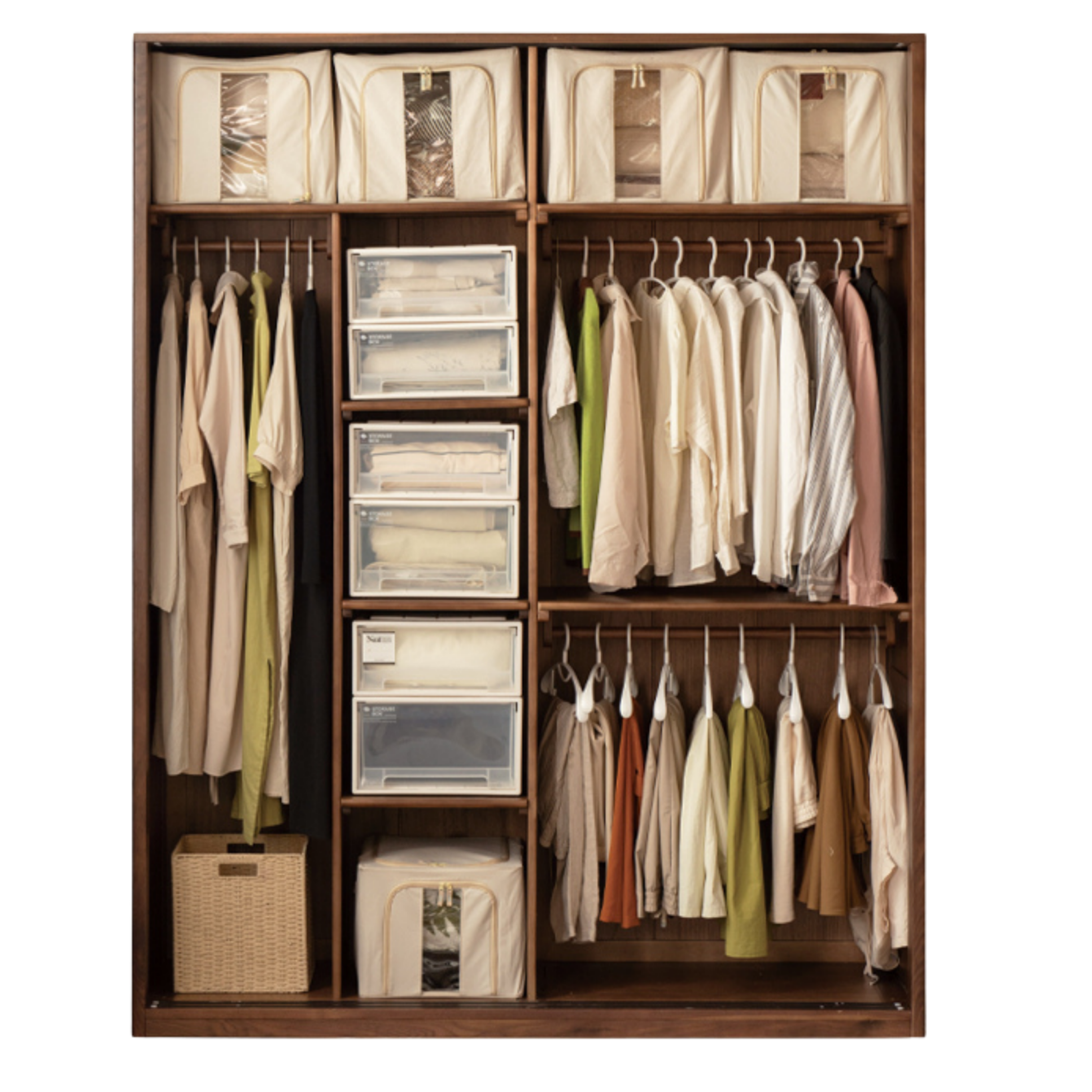 Black Walnut Solid Wood Sliding Door Wardrobe.