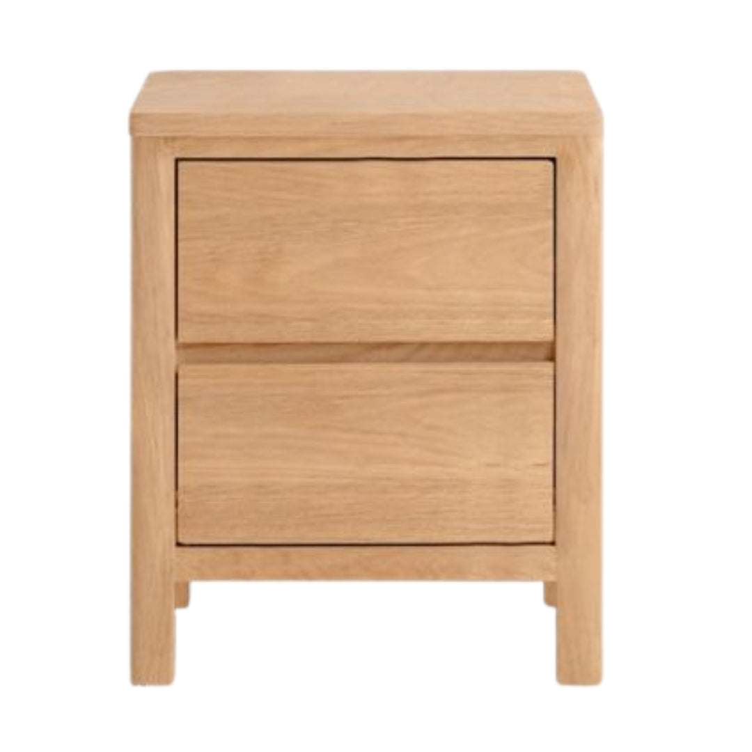 Oak Solid Wood, Solid Rubberwood Nightstand with Locker.