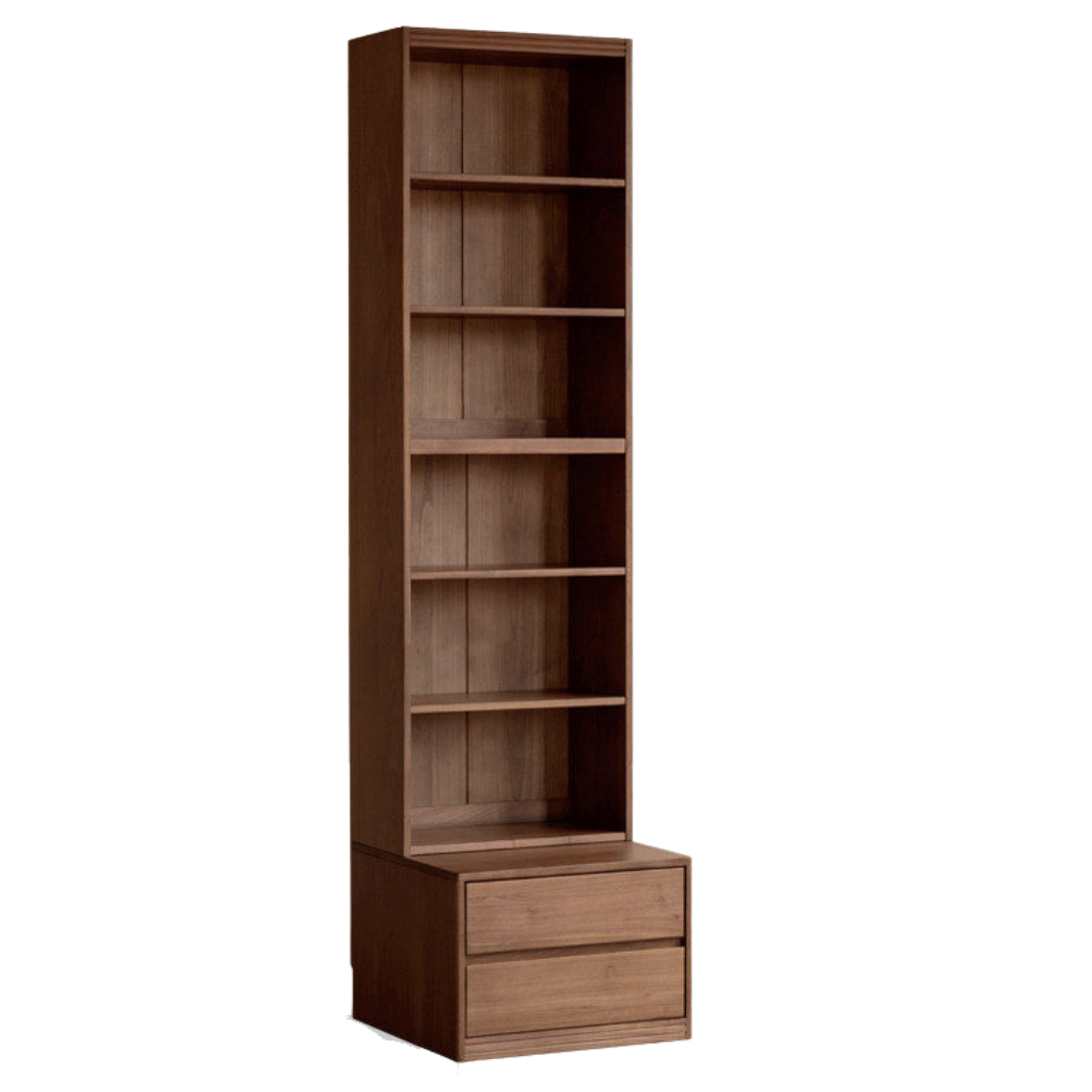 Solid Longan Hardwood, Ash Solid Wood Bookcase with Floor-to-Deck and Wall-Mounted Display Cabinet