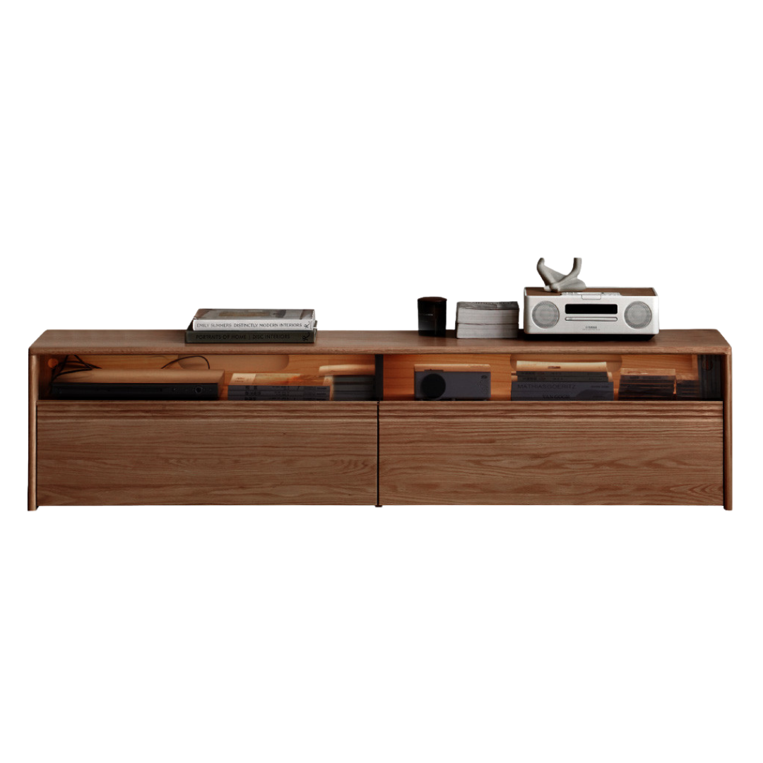 Oak, Cherry Wood, Black Walnut, TV Stand Floor Cabinet
