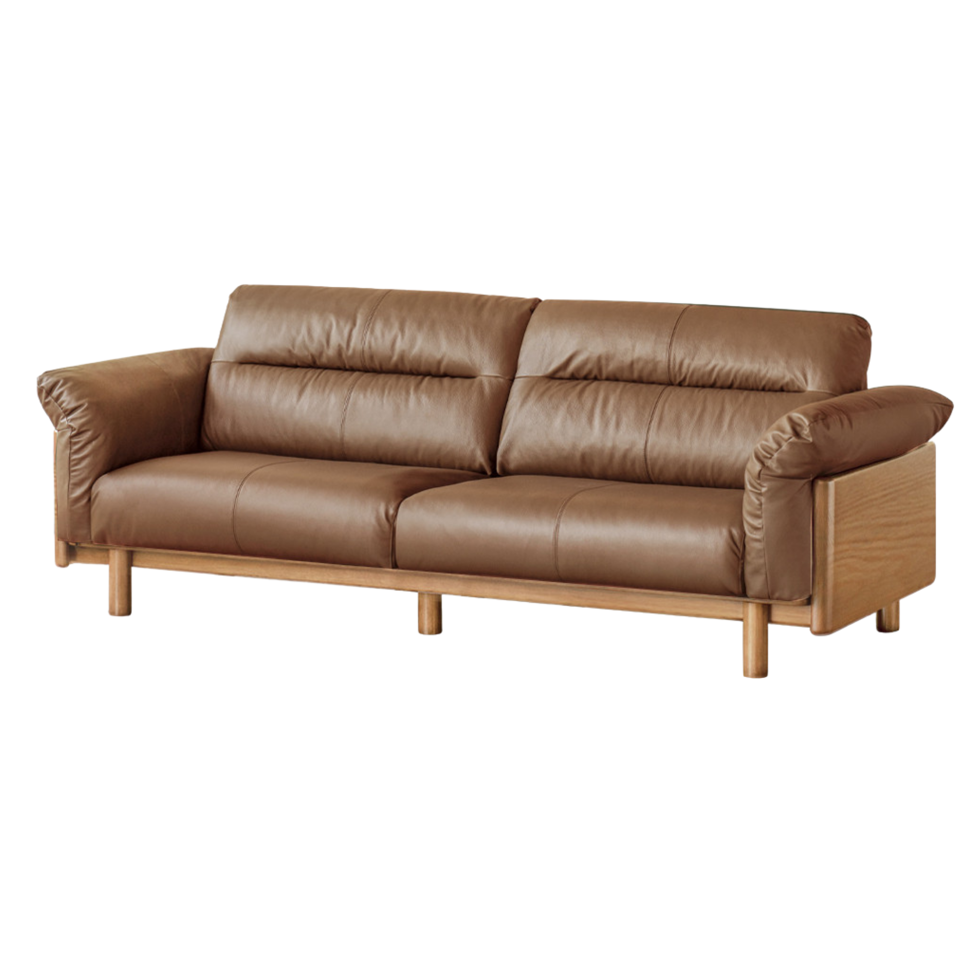 Black Walnut, Oak Solid Wood Sofa Genuine Leather, fabrics