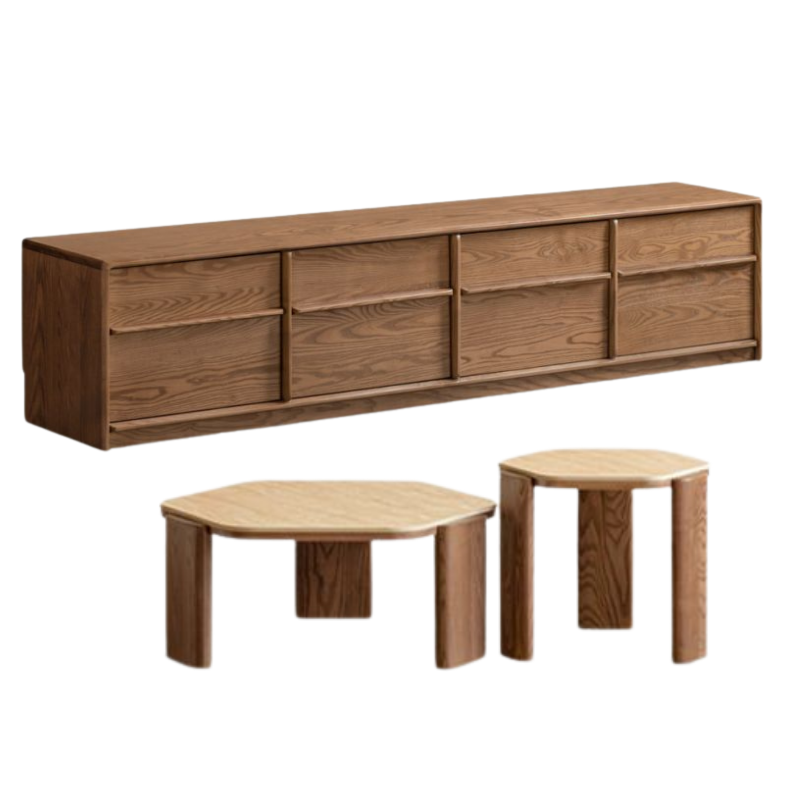 Ash Solid Wood Genuine Leather High Back Sofa