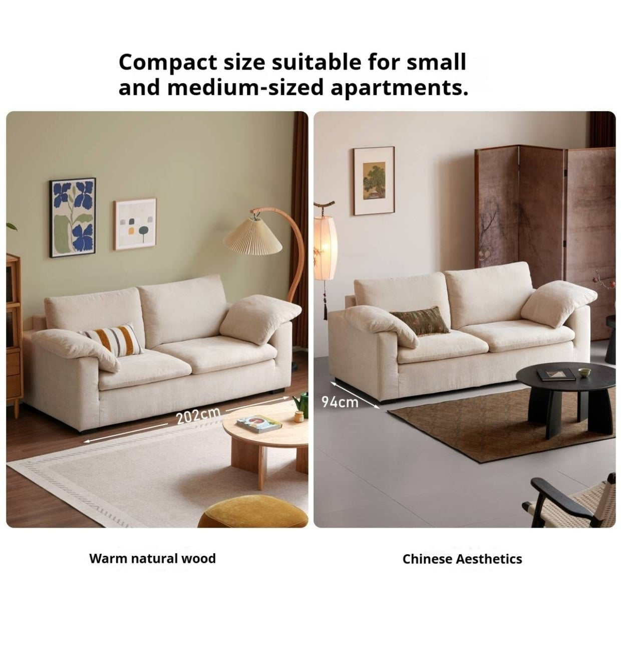 Wabi-Sabi Fabric Sofa with Detachable and Washable Covers