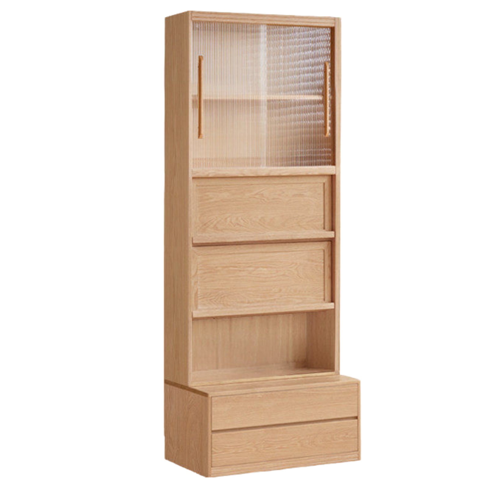 Ash Solid Wood Wall-Mounted Bookcase with Integrated Study Shelf