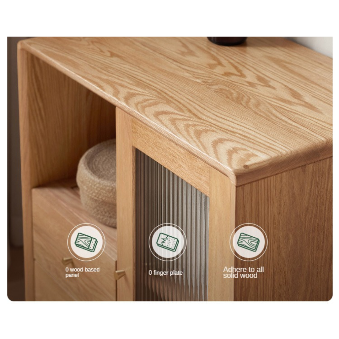 Rubberwood, Beech, Oak Solid Wood Nordic Side Cabinet