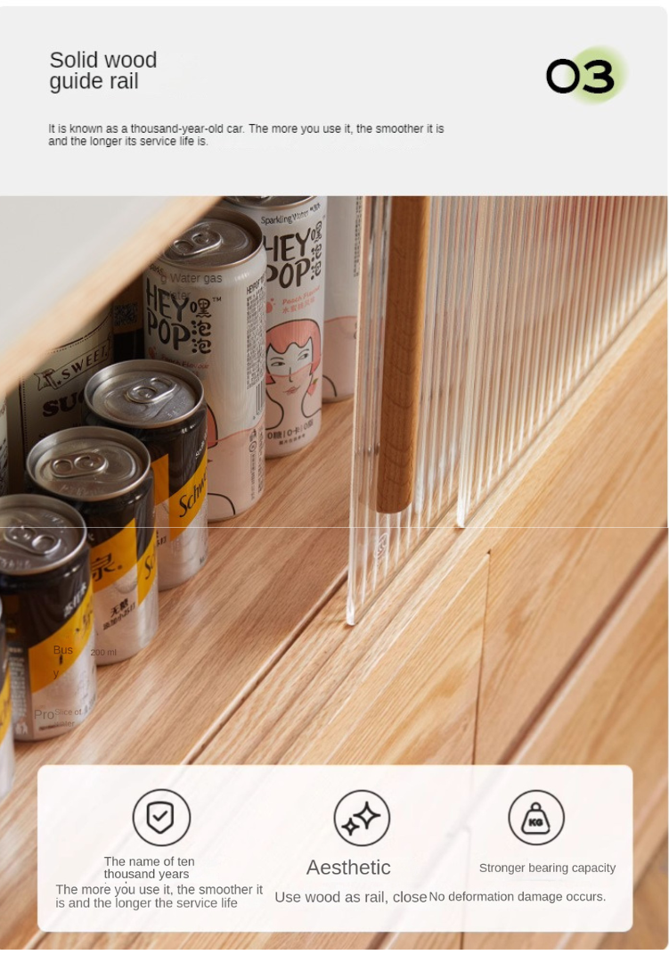 Oak Solid Wood, Solid RubberWood Slate Ultra-Narrow Sideboard