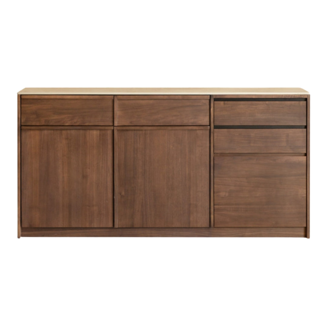 Black Walnut, Sandalwood, Ash Solid Wood Dining Cabinet Antique Style Rock Board